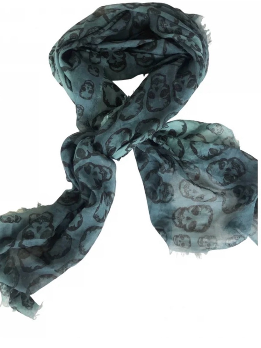 Zadig Voltaire Teal Skull Print Scarf